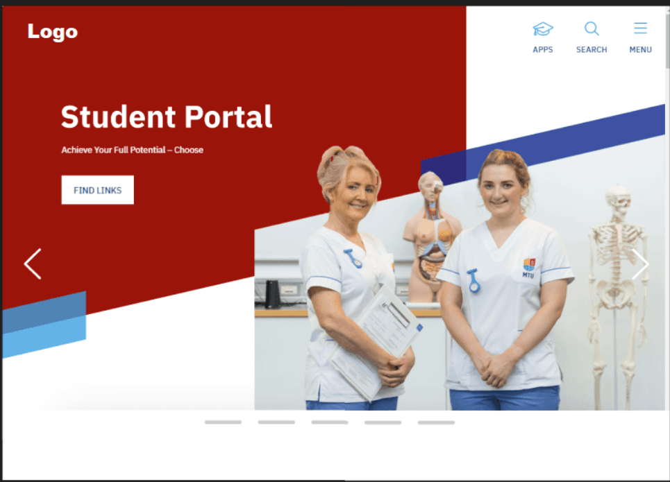 Screenshot of student portal design project